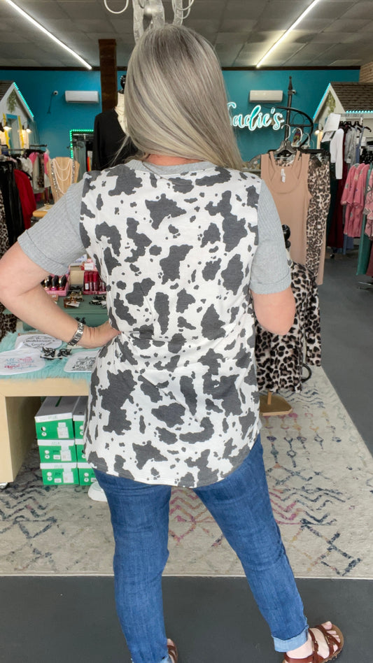Cow Print Waffle Tee