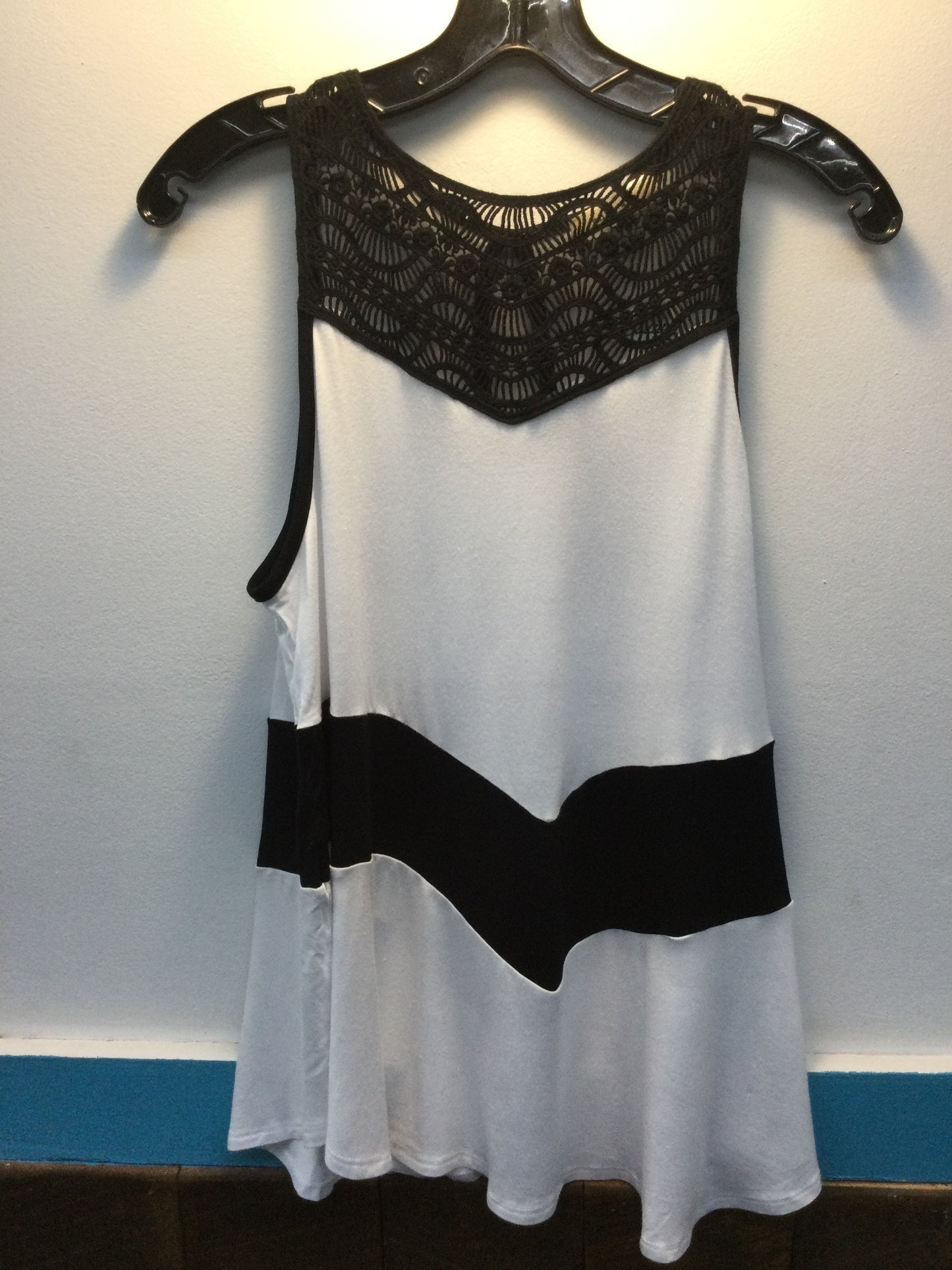 High neck crochet yoke top