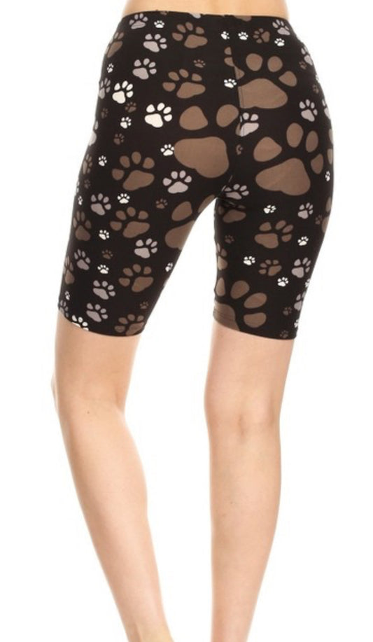 Paw Print Biker Shorts