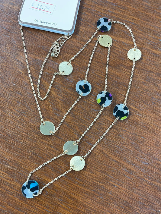 Colorful Leopard Disc Necklace