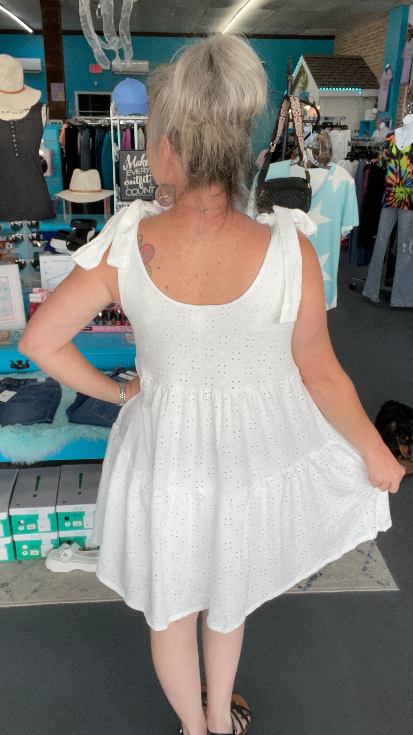 Eyelet Tiered Dress