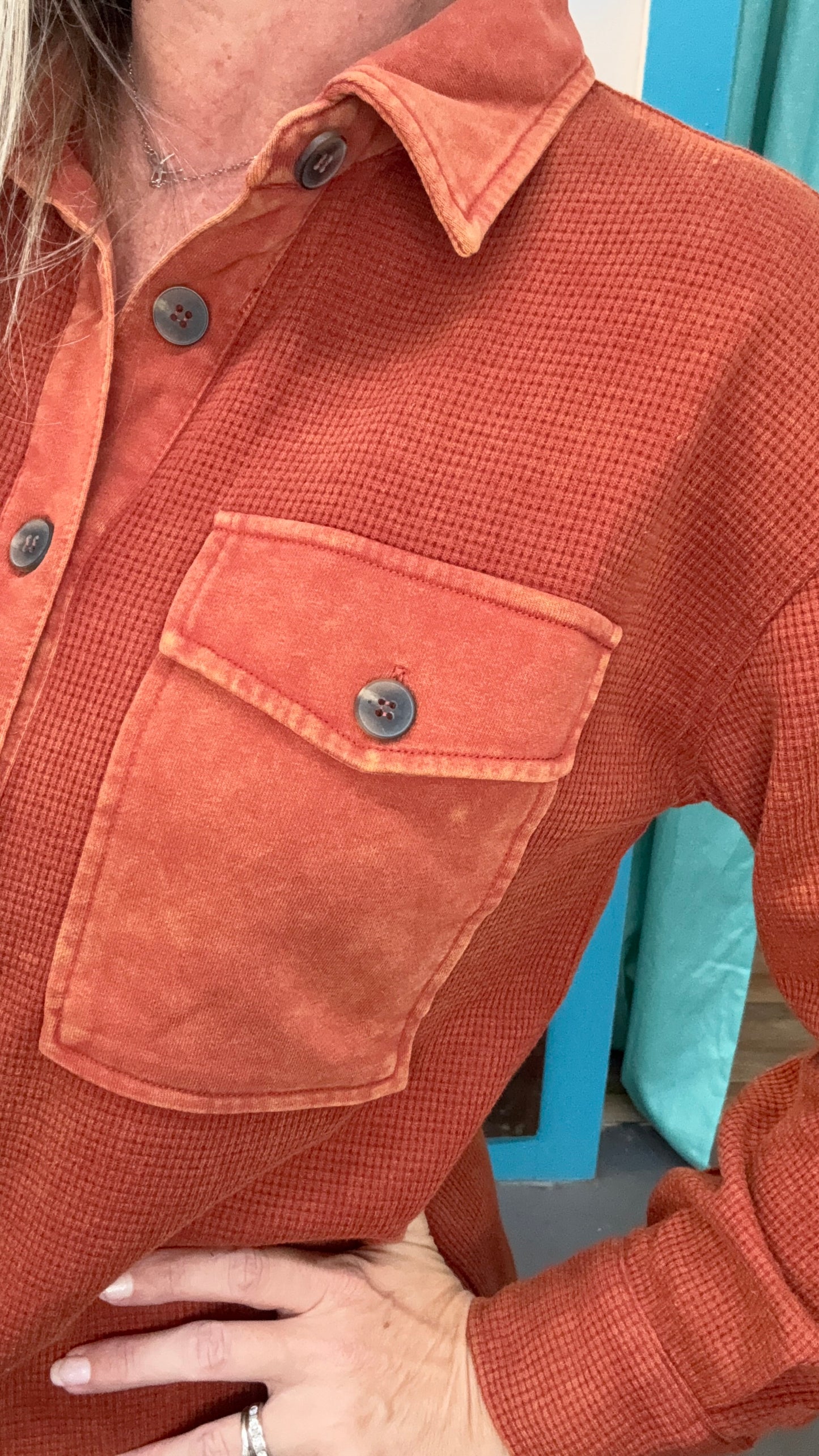 Washed Waffle Shacket