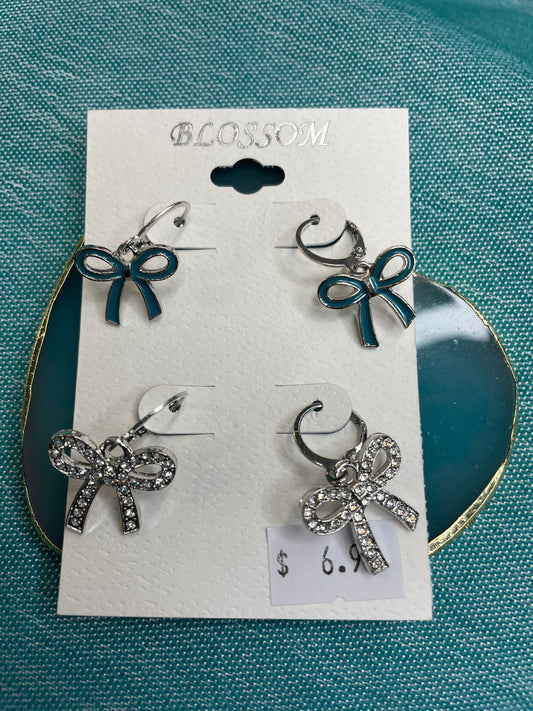 Enamel Bow Earring Set