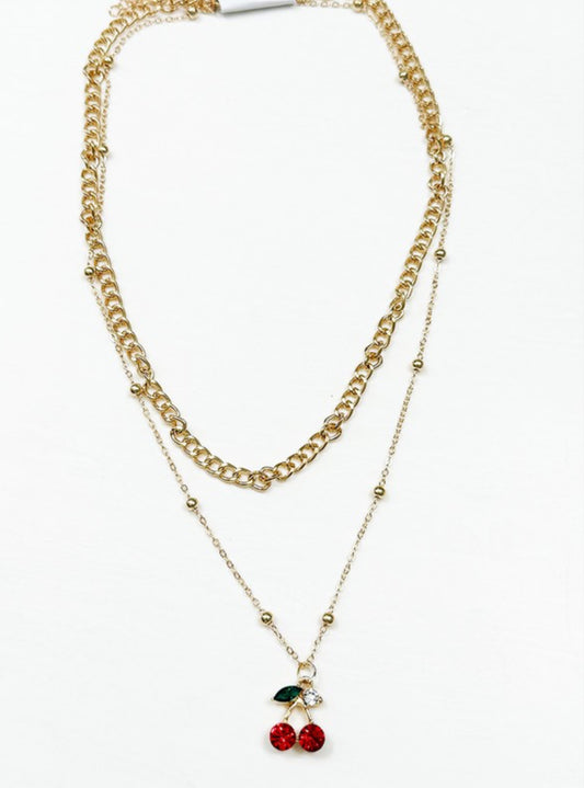 Rhinestone Cherry Necklace