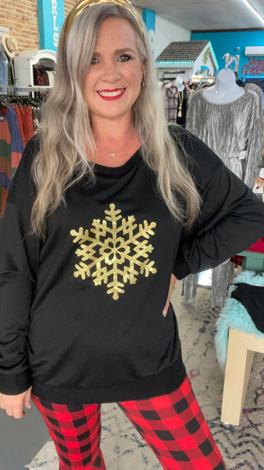 Glitter Snowflake Top-Plus