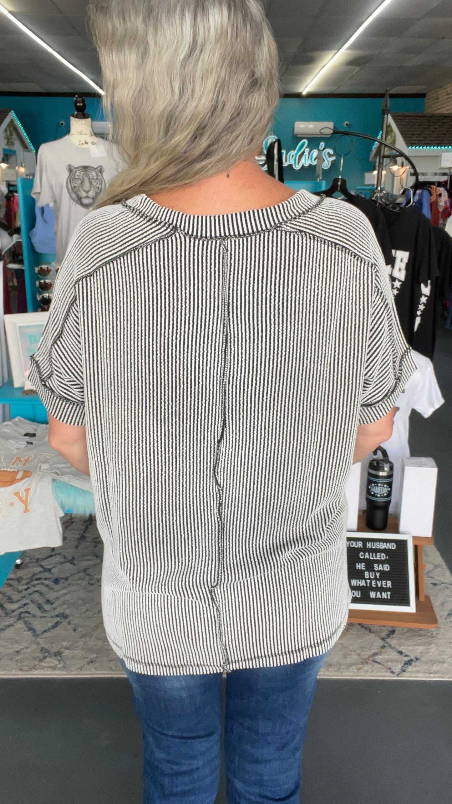 Black and White Corded Top