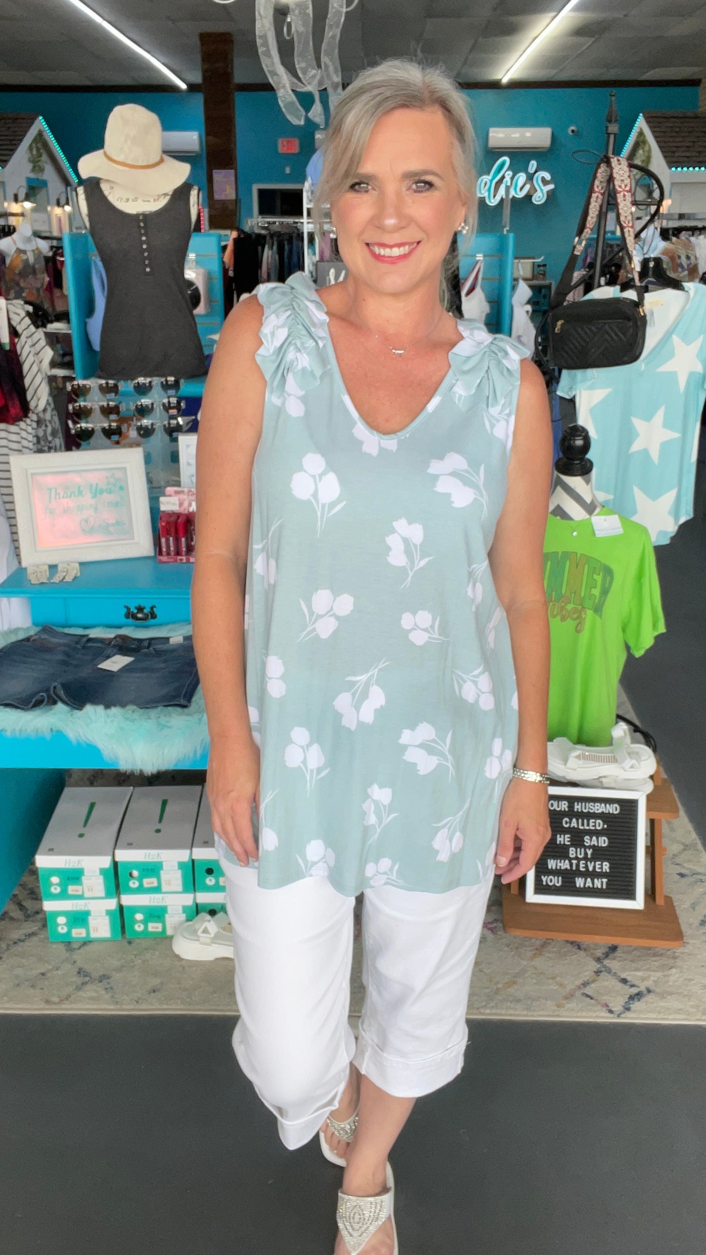 Floral Ruffle Top-Plus