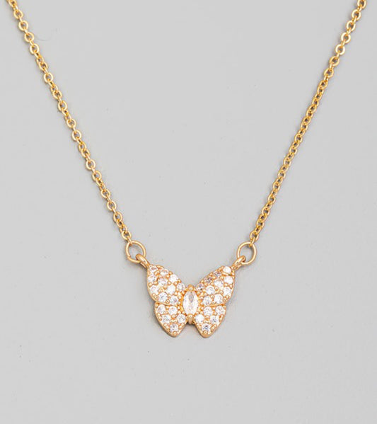 Cubic Zirconia Butterfly Necklace