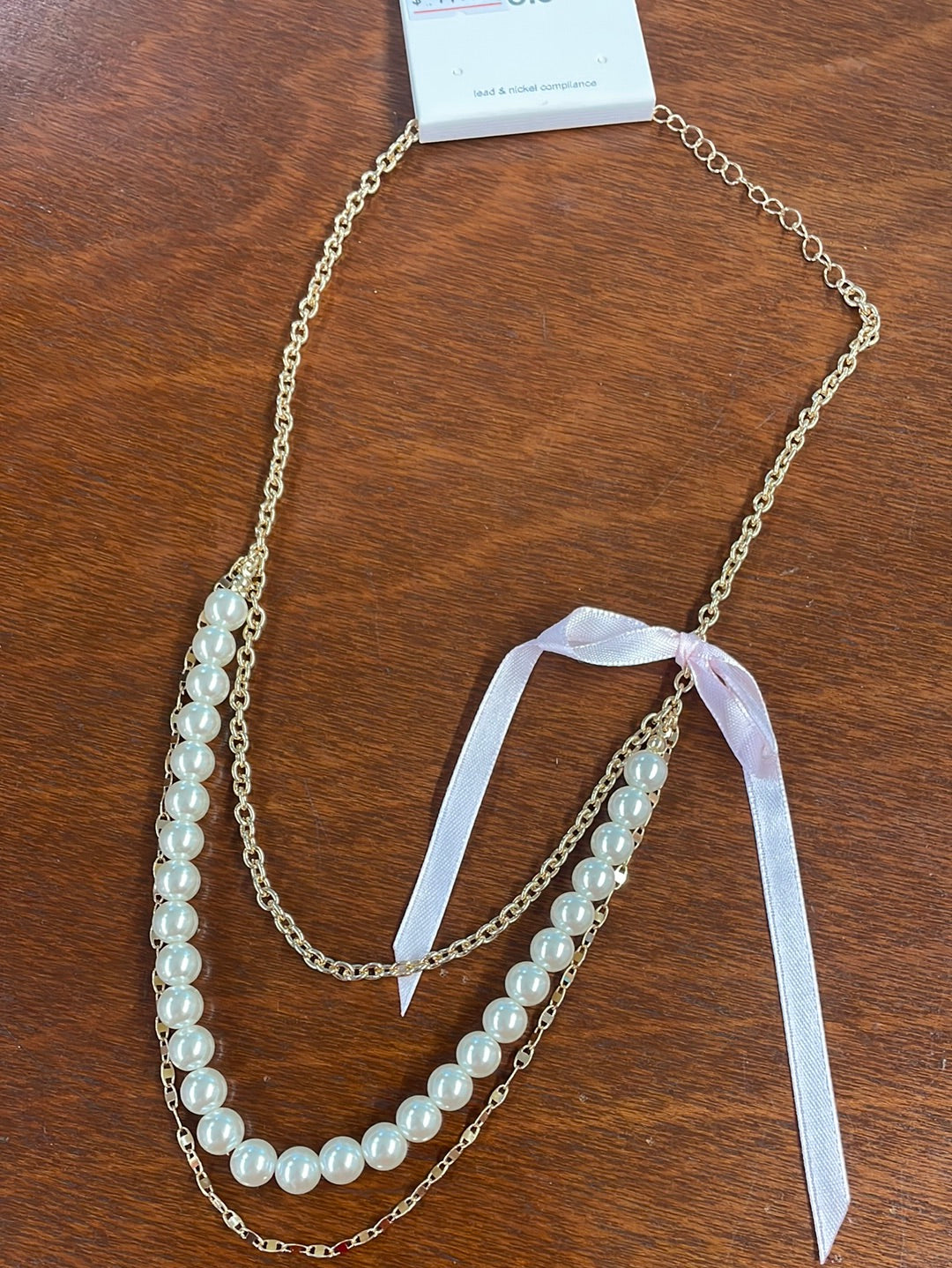 Pearls and Bow Necklace