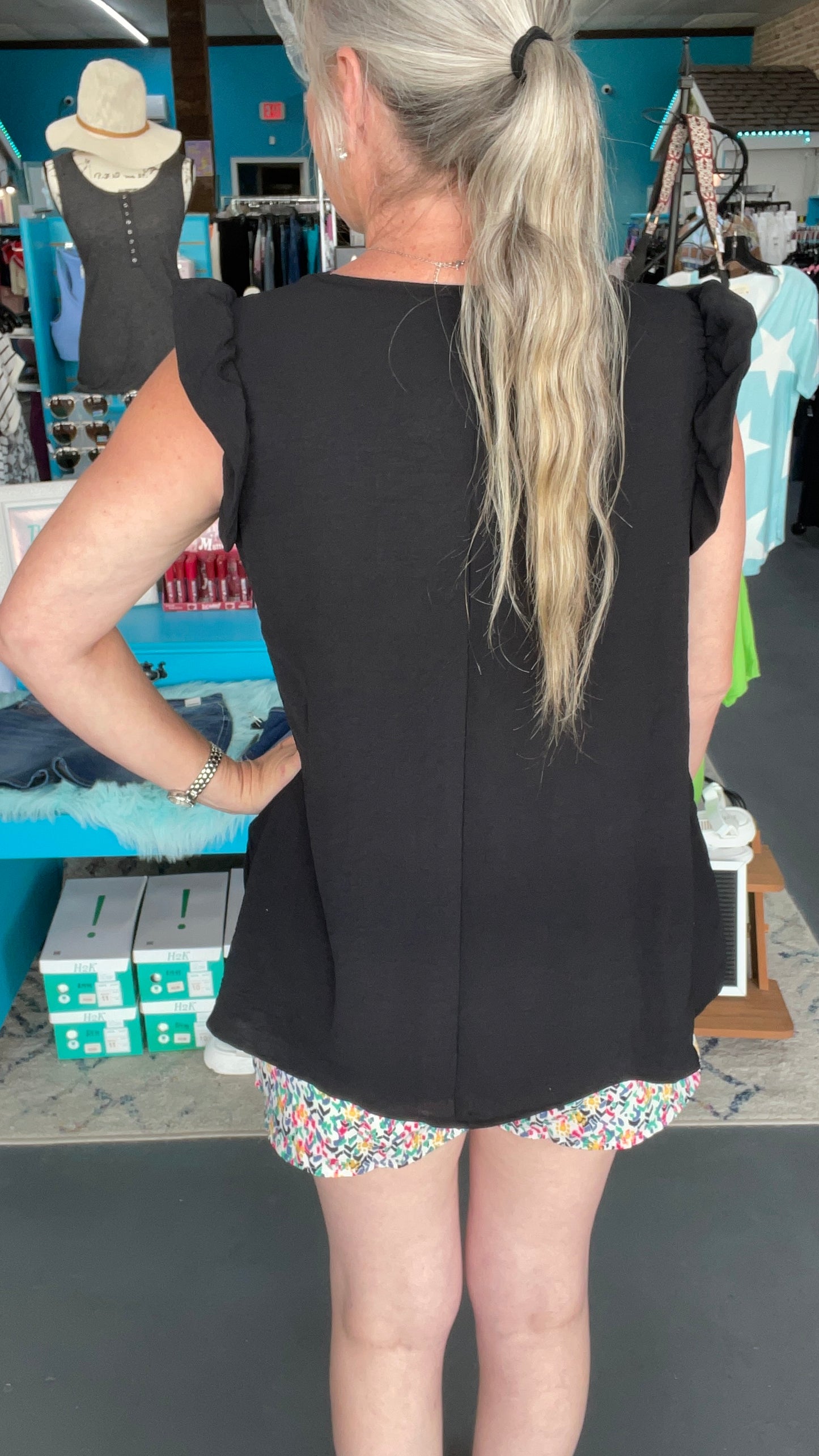 Ruffle Sleeve Swing Top
