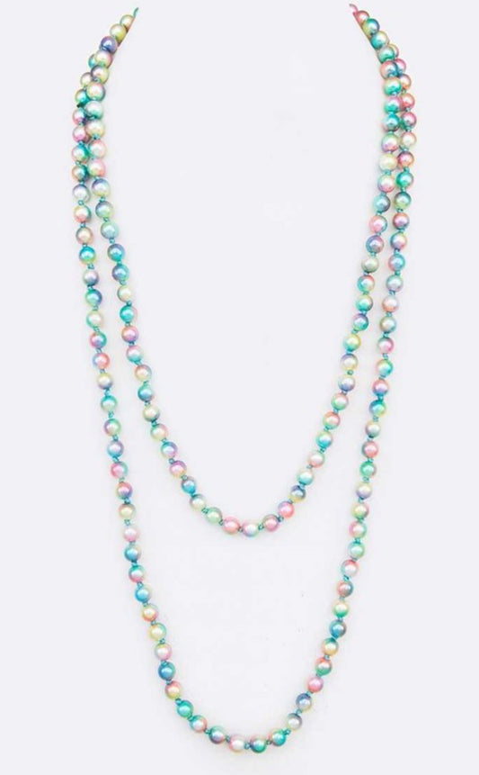 Rainbow Pearl 60” Necklace