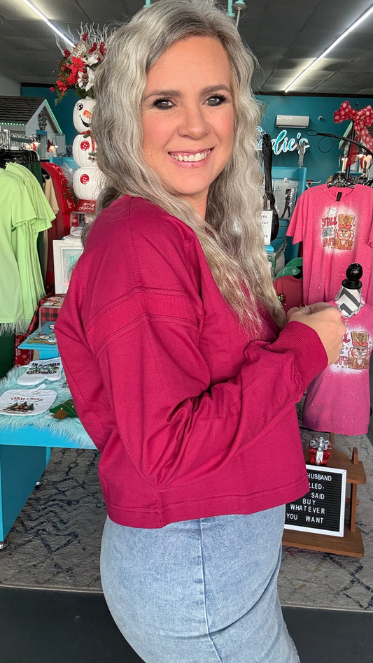 Berry Cropped Sweatshirt