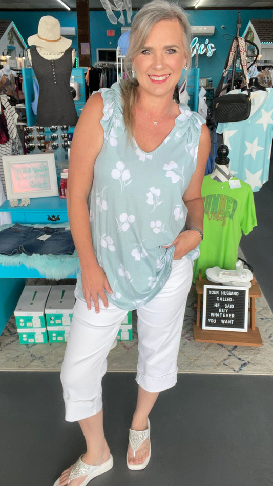 Floral Ruffle Top-Plus