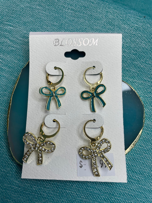 Enamel Bow Earring Set