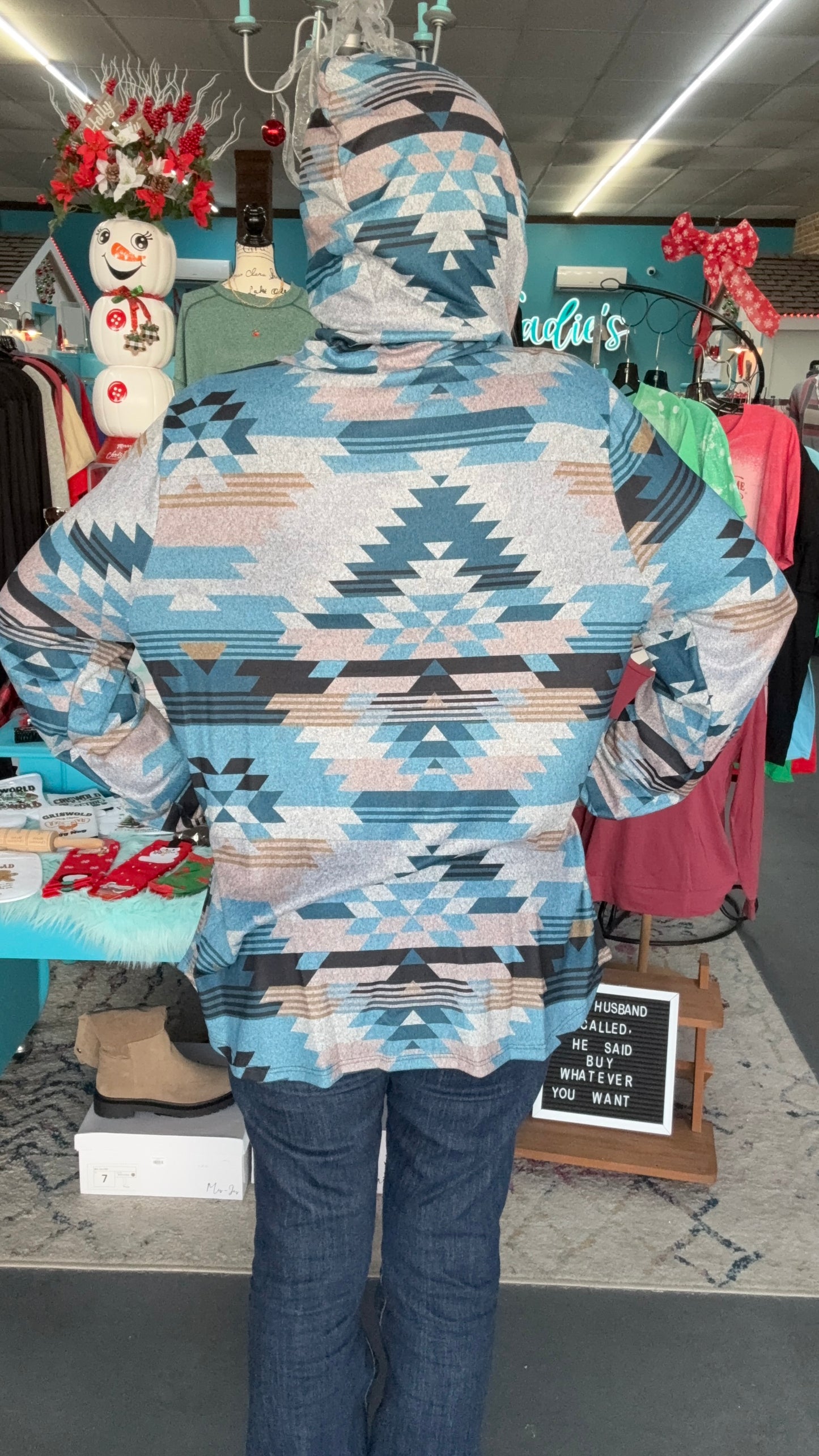 Blue Tribal Hoodie-Plus