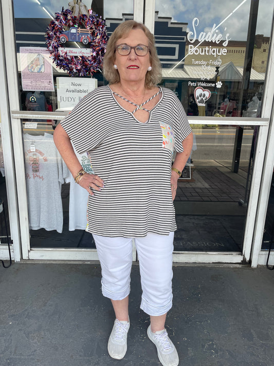 Leopard/Stripe Tee-Plus