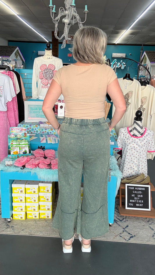 Mineral Wash Flare Pants