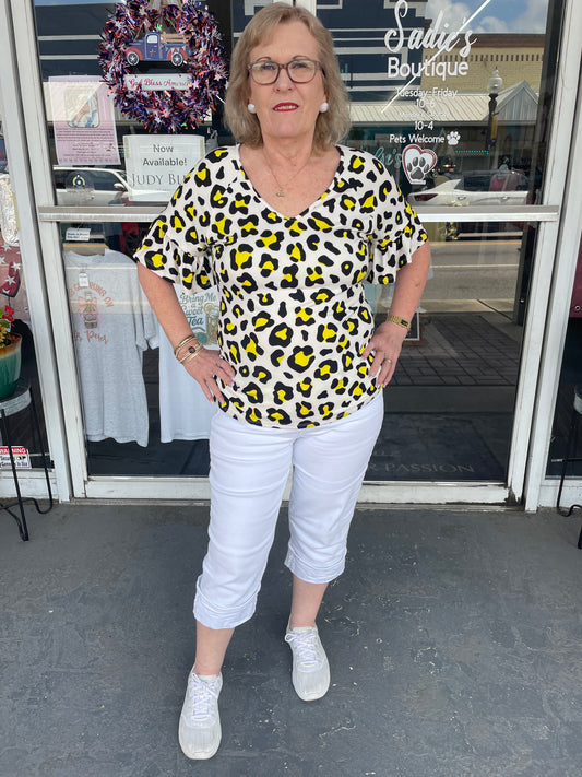 Leopard Ruffle Top-Plus