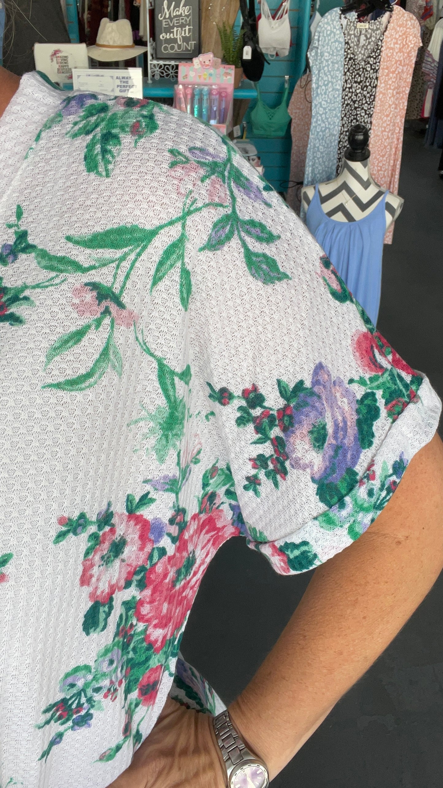 Floral Waffle Tee-Plus