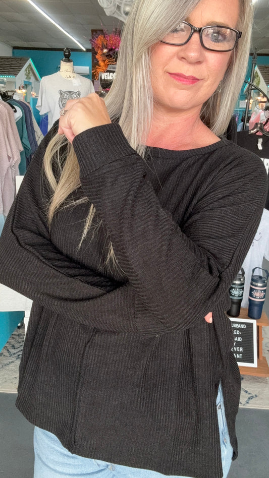 Ribbed Dolman Sweater