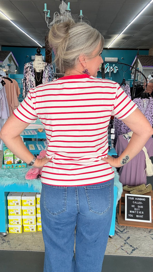 Ruby Stripe Ringer Tee