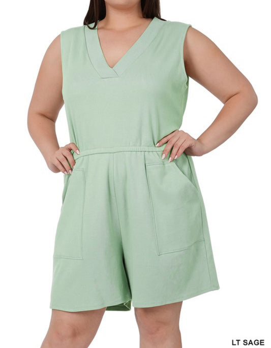 Sage Green Romper-Plus