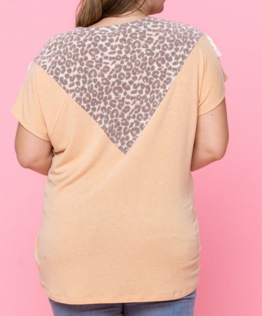 Leopard Fringe Top-Plus