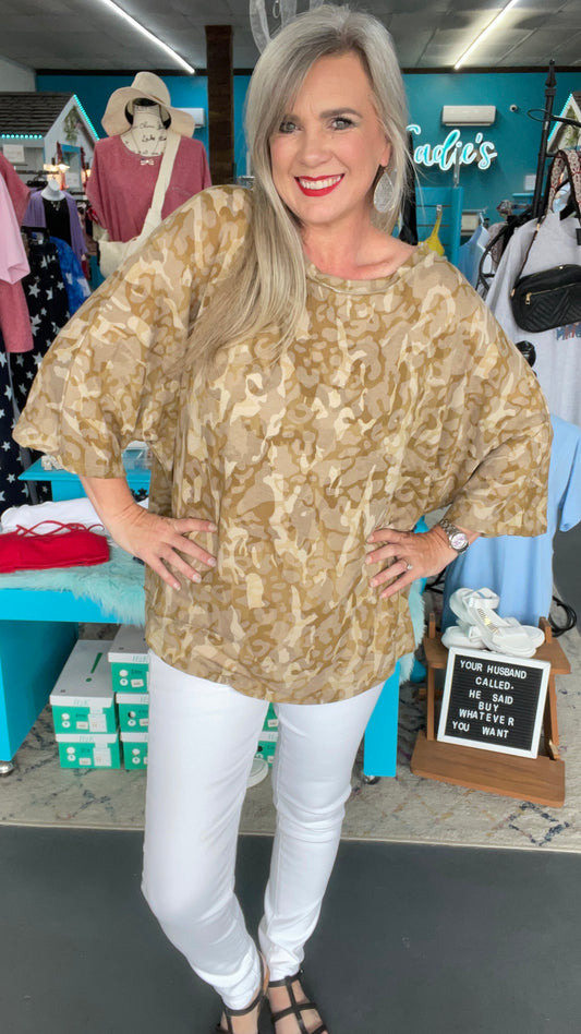 Camo Dolman Top-Plus