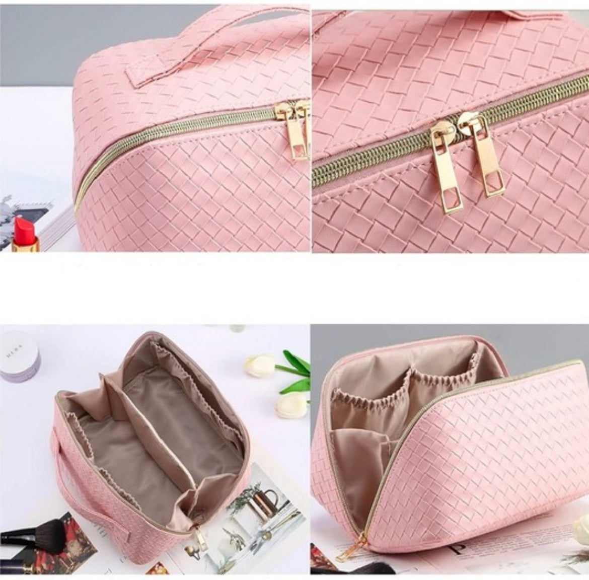 Basket Weave Makeup Bag