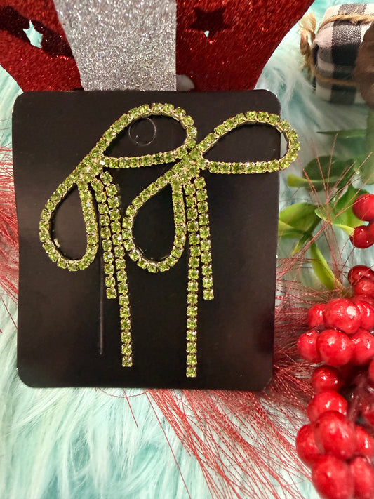 Rhinestone Bow Earrings