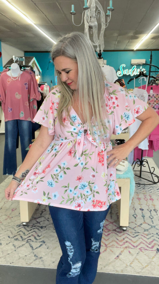 Floral Butterfly Sleeve Top