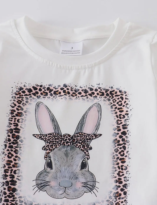 Leopard Bunny Tee-Girls