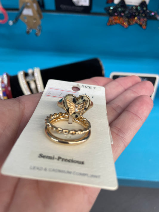 Dalmatian Stone Ring Set