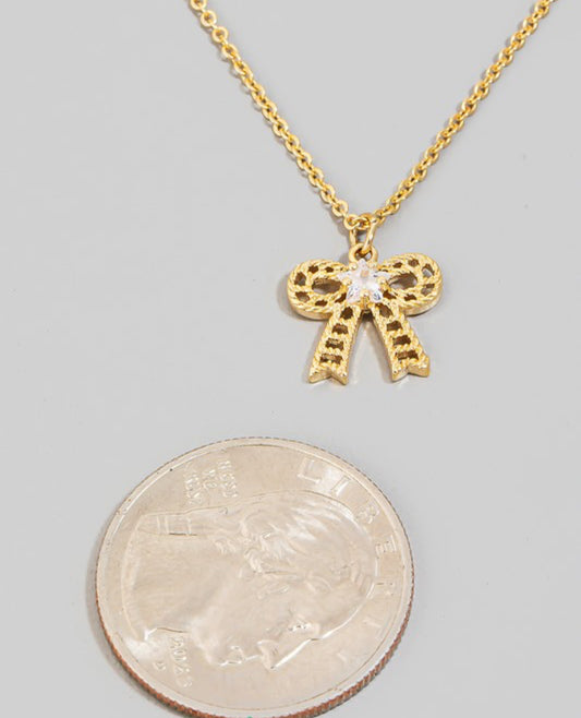 Rhinestone Bow Necklace