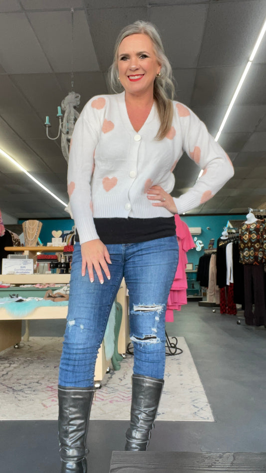 Pink Heart Cardigan