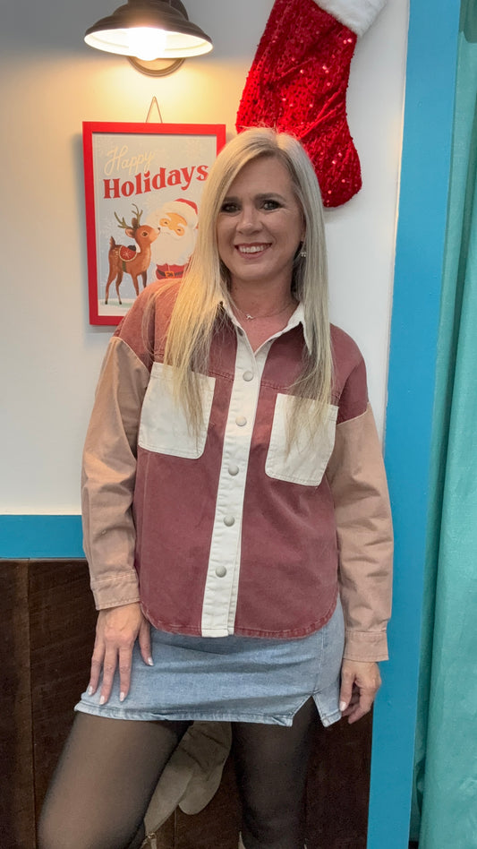 Tri-Color Denim Shacket