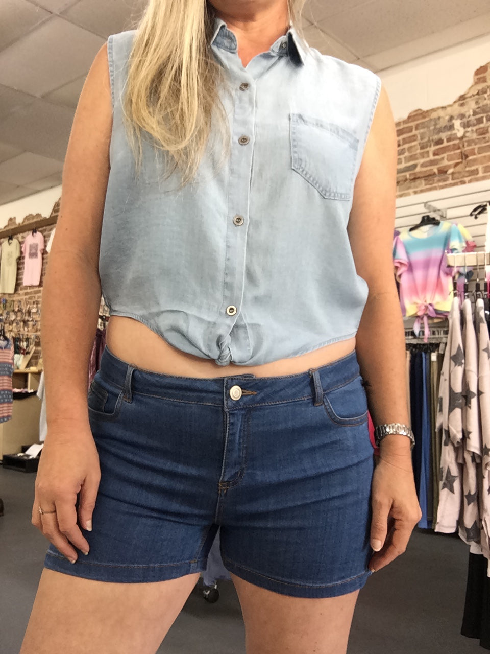 Classic Denim Shorts-Plus