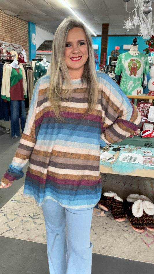 Boxy Stripe Tunic-Plus