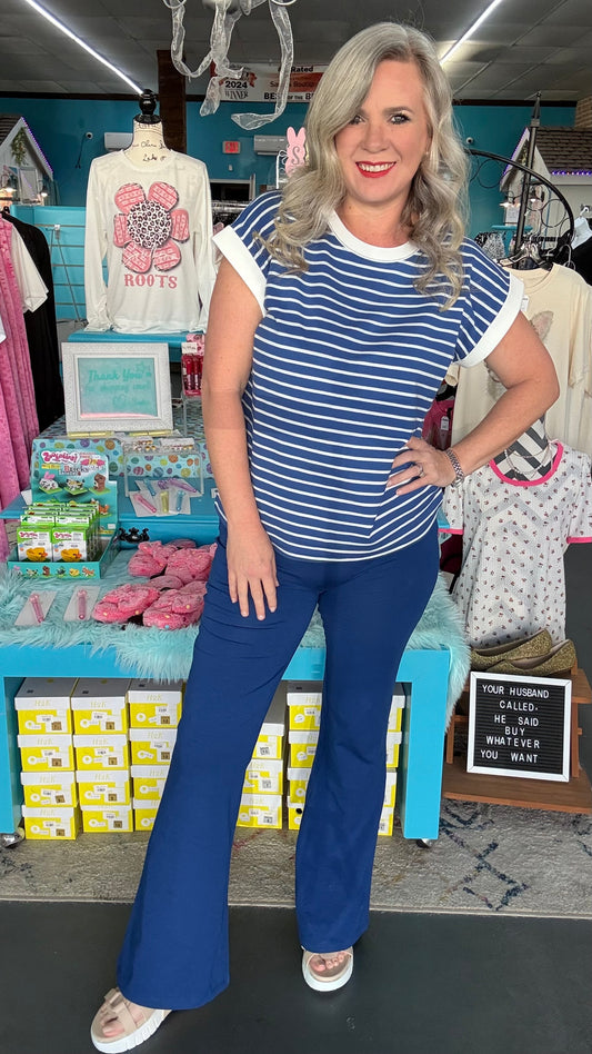 Cap Sleeve Stripe Top