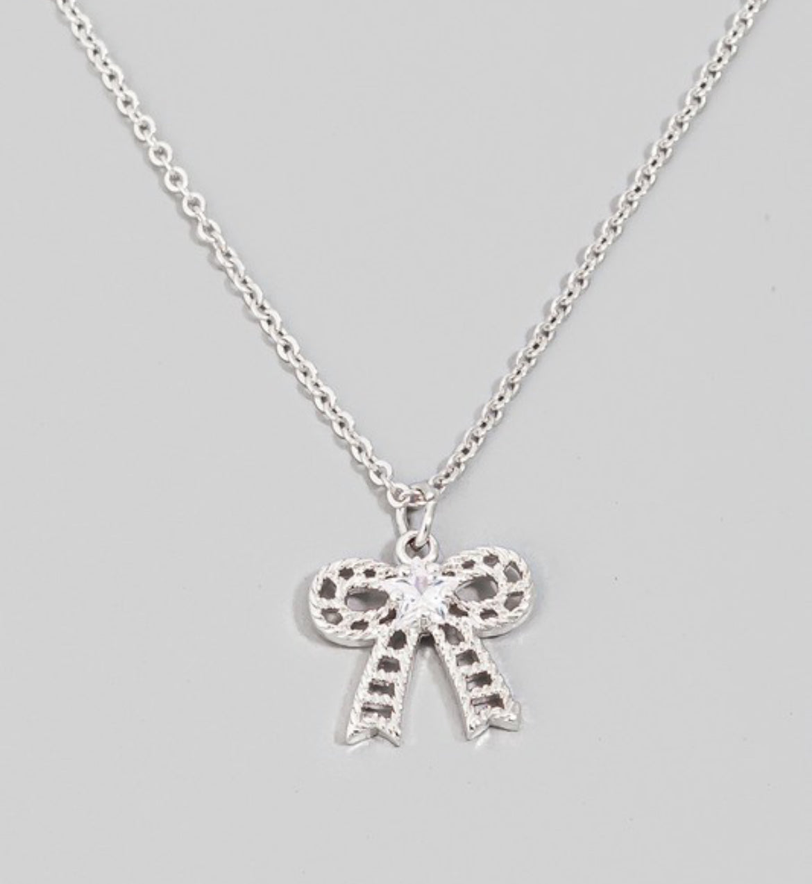 Rhinestone Bow Necklace