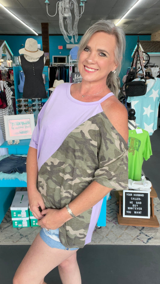 Camo Cold Shoulder-Plus