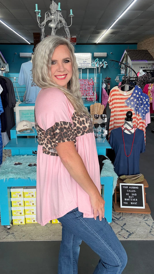 Leopard Babydoll Top