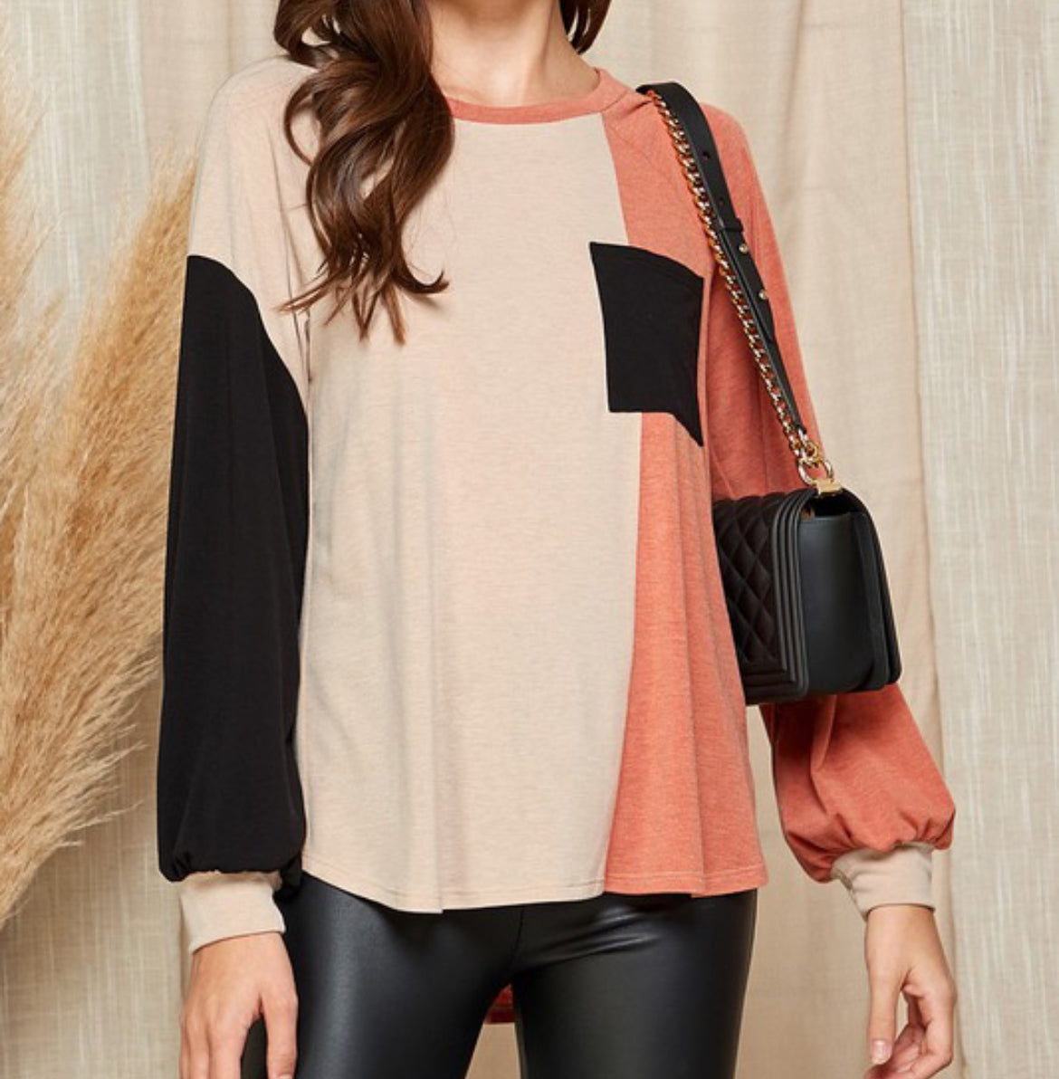 Apricot Colorblock Top