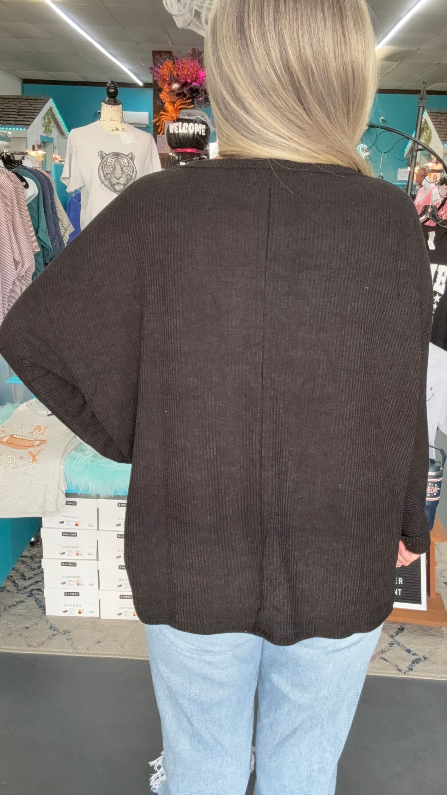 Ribbed Dolman Sweater