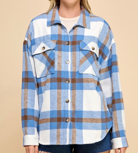 Navy Plaid Shacket