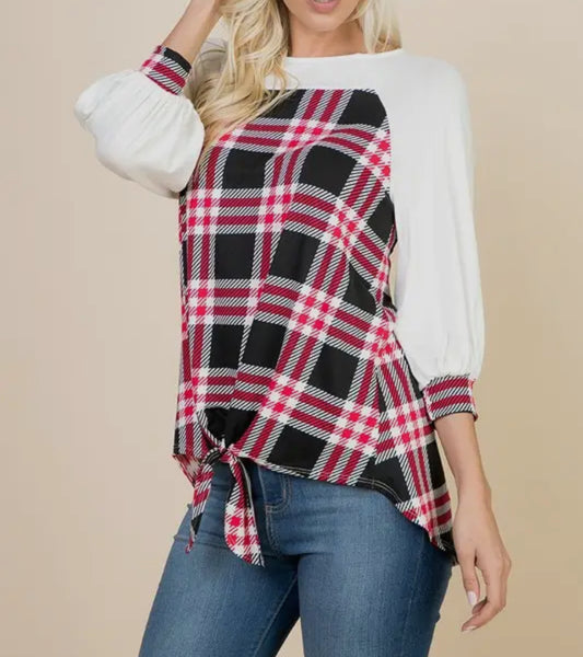 Game Day Plaid Top