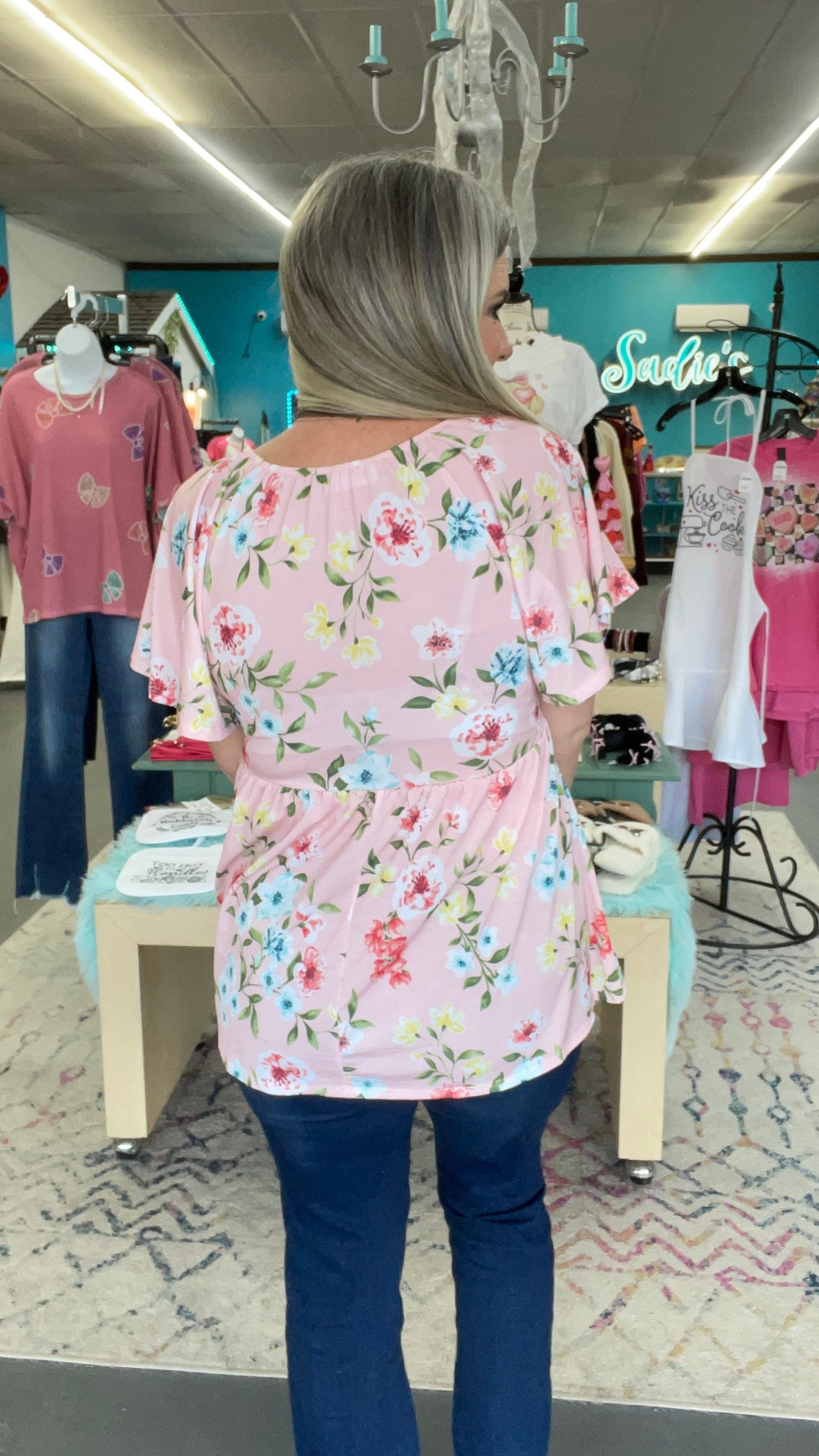 Floral Butterfly Sleeve Top