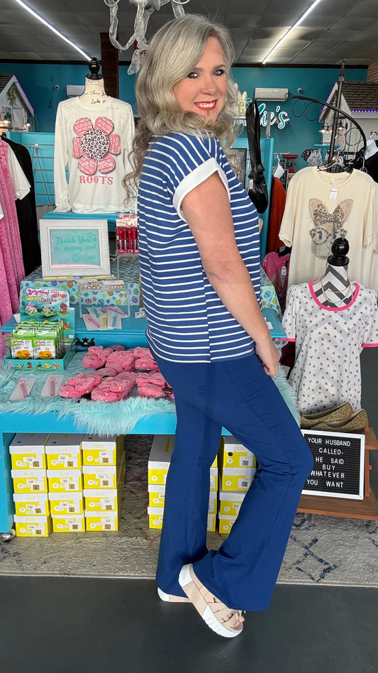 Cap Sleeve Stripe Top