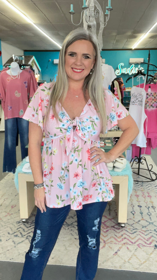 Floral Butterfly Sleeve Top