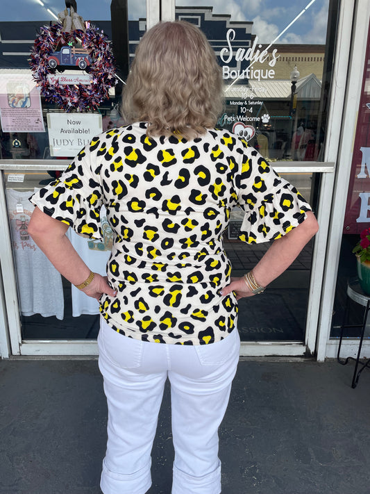 Leopard Ruffle Top-Plus